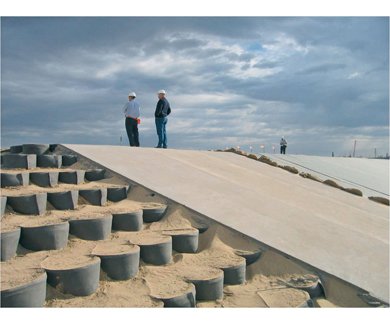 Geocells comfine fill material