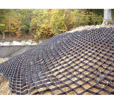 Terram geocell being installed on a road slope
