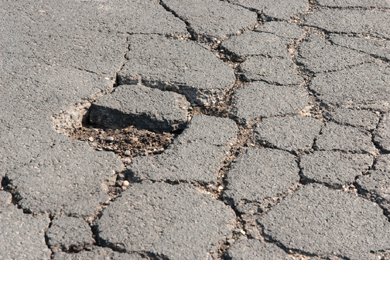 Frost causes roads and pavements to crack through heave